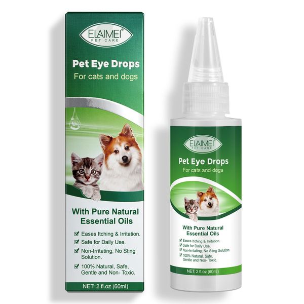 Elaimei Natural Pet Eye Drops for Dogs and Cats - Gentle Relief &amp; Cleaning