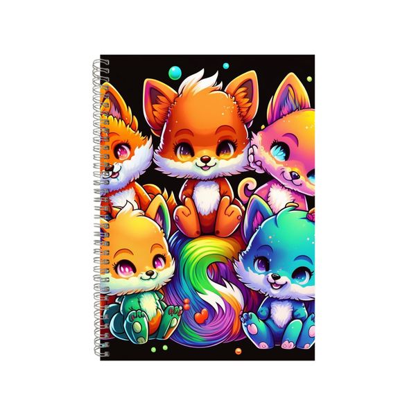 Colourful Chibi Fox Group Notebook Animal Gift Idea Notepad Pad 81