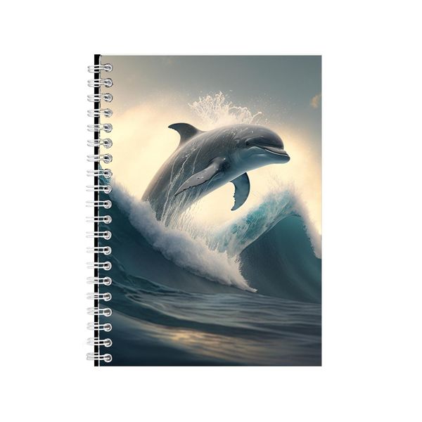 Dolphin Riding The Crest Of Waves Notebook Gift Idea A4 Notepad Pad 78