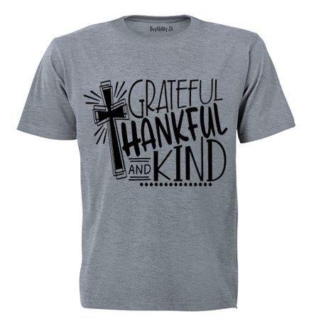 Grateful. Thankful. Kind. - Kids T-Shirt - Grey
