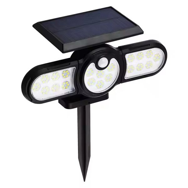 3-Head Rechargeable Solar Outdoor Wall and Ground Light