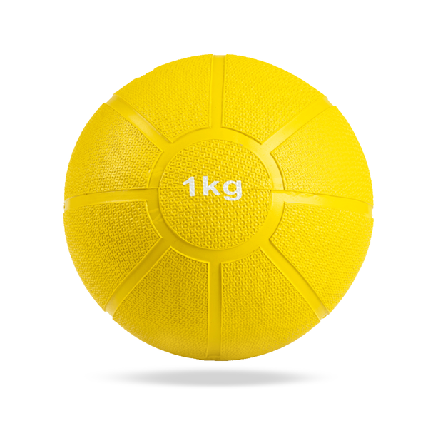 Medicine Ball 1kg - Solid Rubber - Weight Ball for Core Exercises - Yellow
