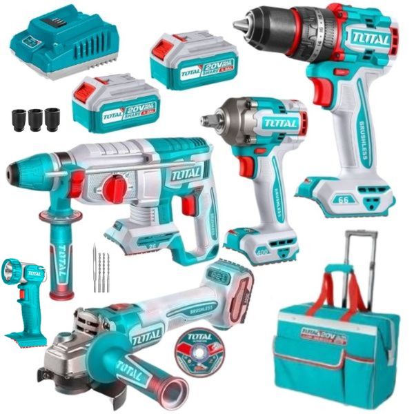 Total Tools - Cordless 5 Piece Powertool Combo Kit - Batteries &amp; Charger
