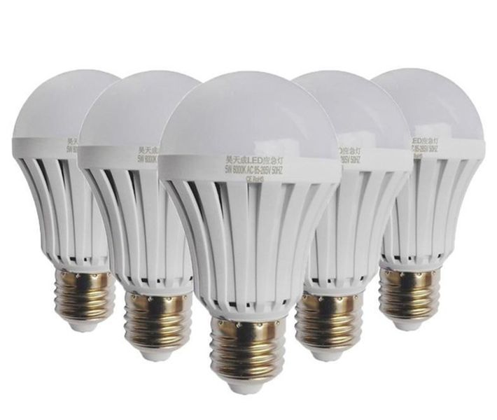 5 Pack 7 Watts Rechargeable Emergency Light Bulb Bulbs Screw-In