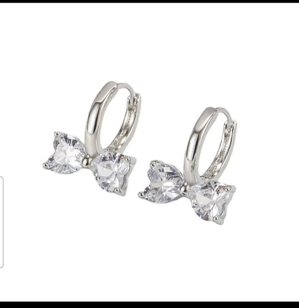 925 Sterling Silver Hoop French Style Bow Earrings