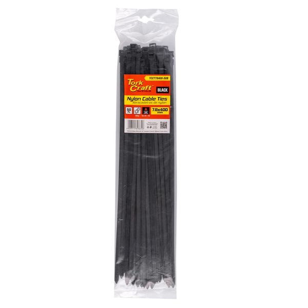 Tork Craft - Nylon Cable Ties 7.8mm X 400mm Black - 50 Pieces