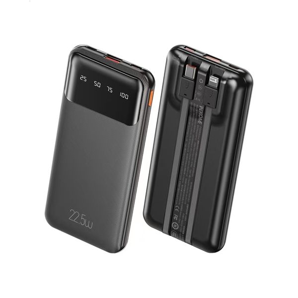 WEKOME WP-63 10000mAh Power Bank, 22.5W Fast Charging, Dual Built-in Cables