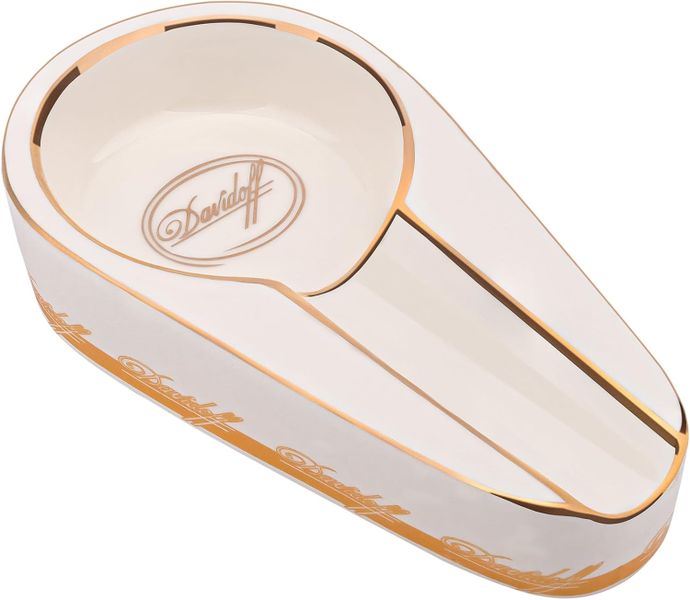 White Portable Ceramic Cigar Ashtray, Anti-Slip Large Groove Design
