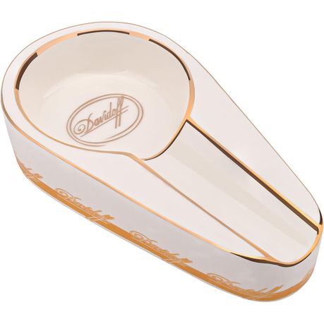 White Portable Ceramic Cigar Ashtray, Anti-Slip Large Groove Design Image