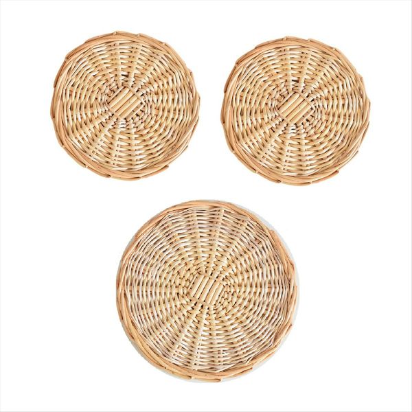 Woven Placemats Rattan-Like Plastic Round Insulating Placemat