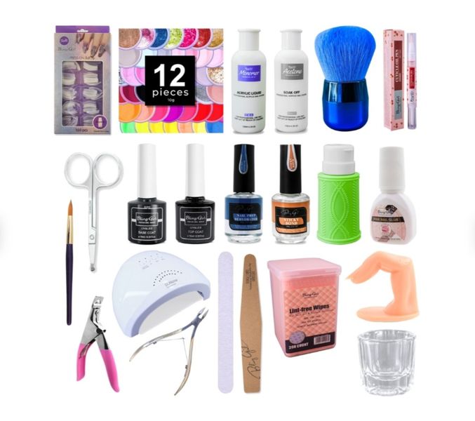 Bling Girl 23-Piece Professional Nail Starter Kit with UV Lamp&amp;Accessories