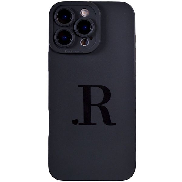 Phone Case with Initial R and Pro Camera Compatible with Iphone 16 Pro Max - Matte Black