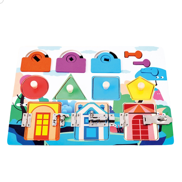 BasicX Montessori Busy Board, Wooden Animal Puzzle, Educational Toy