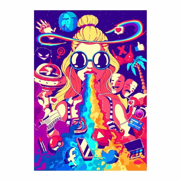 Colourful Rainbow World Abstract - A1 Poster
