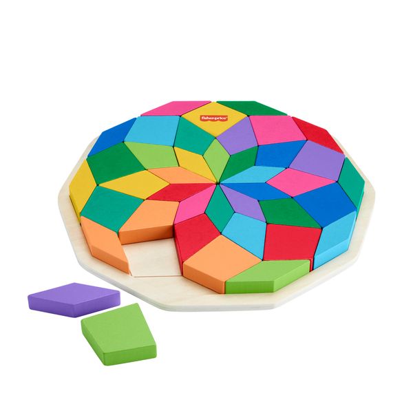 Fisher-Price Wooden Mandala Geometric Puzzle For Toddlers and Kids - 40 Pieces