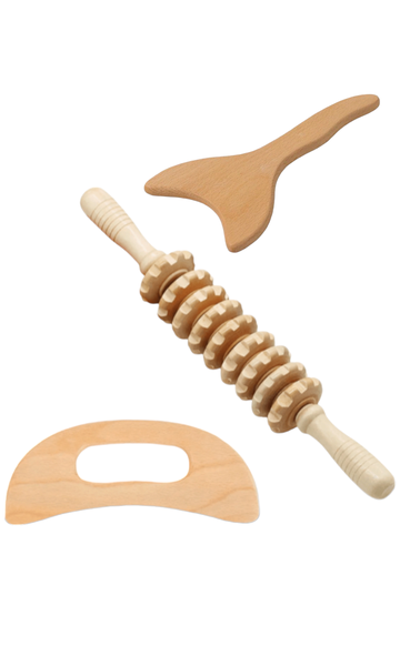 Wooden Body Gua Sha &amp; Massage Roller &amp; Fascia/Lymph Stick - Madero Therapy