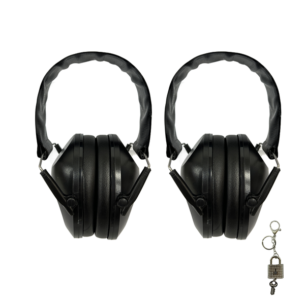 2 Pieces Adjustable Noise Reduction Ear Muffs - Black + Free Keyholder