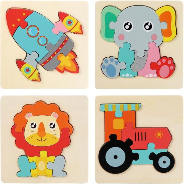Wooden puzzle 1-2 years old educational toy 4 pieces