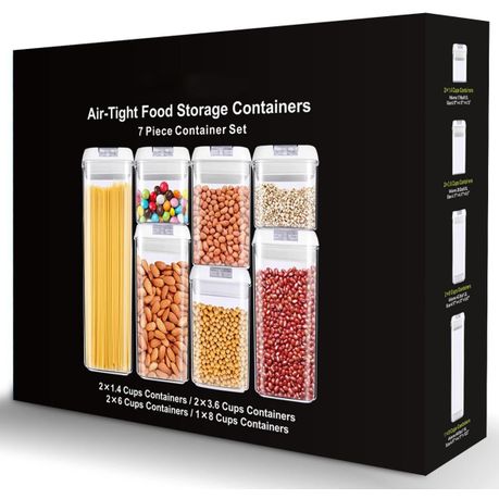 7 Pieces Air Tight Food Storage, Airtight Kitchen Storage Container