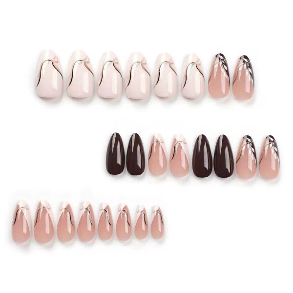 Medium Press On Nails Kit Full Cover False Almond Press On Nail Tips
