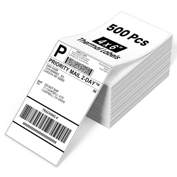 Phomemo 4x6 Thermal 500PCS Mailing Labels for Shipping Label Printer