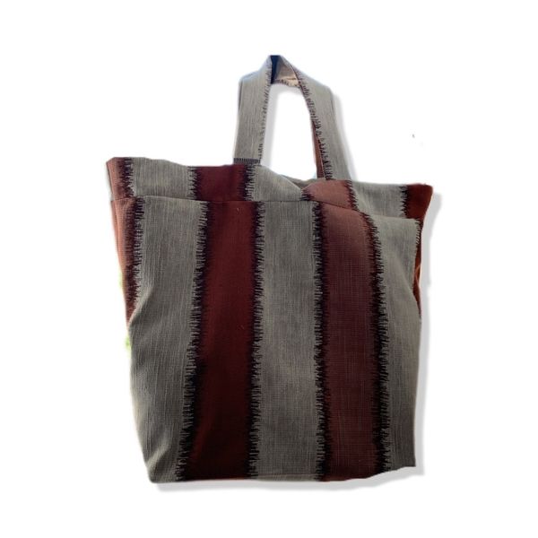 Red &amp; Grey Stripes Shopping Tote Bag