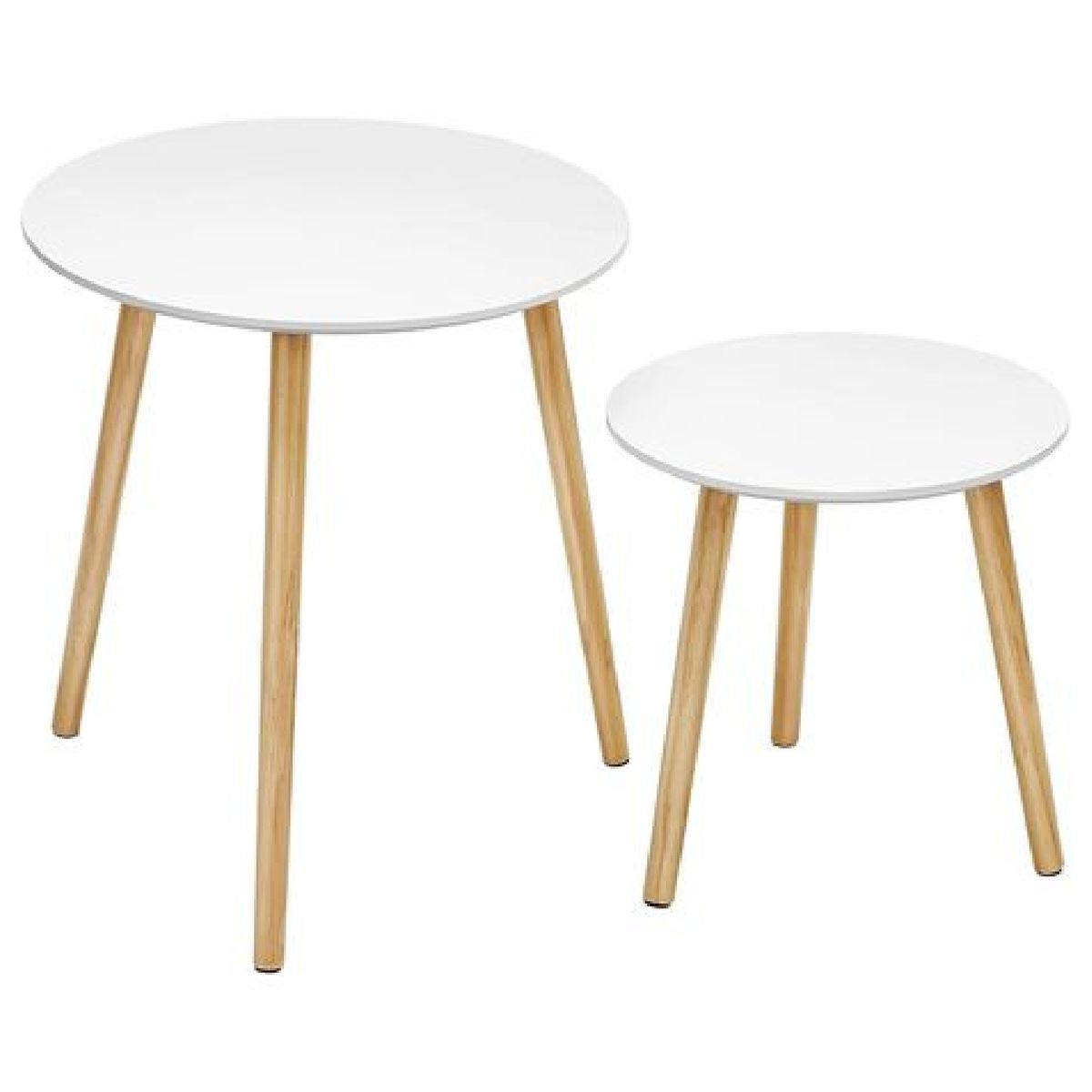 White Modern End Tables - Set of 2 for Living Room, Bedroom & Office