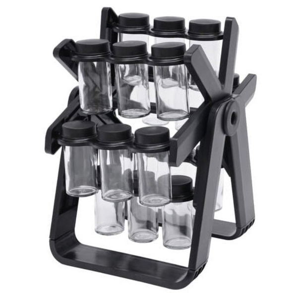 360 Revolving Spice Rack Set with 18 Spice Jars Spice Tower Organizer