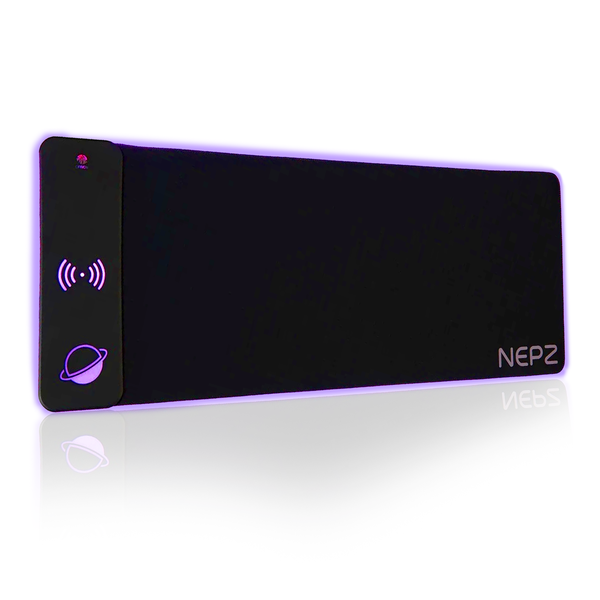 NEPZ RGB LED Mouse Pad with Wireless Charger - Customizable Colours