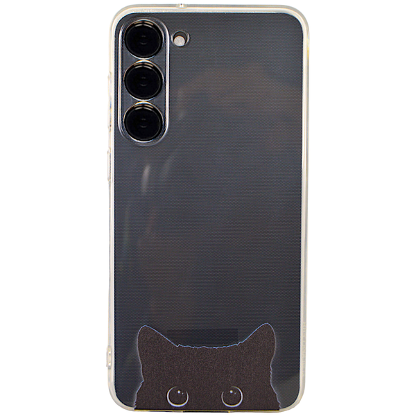 Clear - Phone Case with Black Spy Cat - Compatible with Samsung S23+