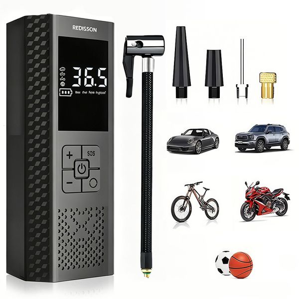 Redisson Tire Inflator Portable Air Compressor, 150PSI Mini Air Pump LED
