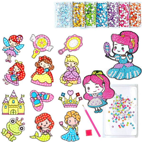 Diamond Dot Kids Painting Pretty Princess Shiny Stickers