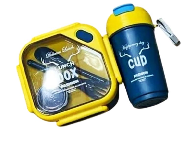 Rectangular 3 Lunch Box - Lunchbox &amp; Flask Cup Set
