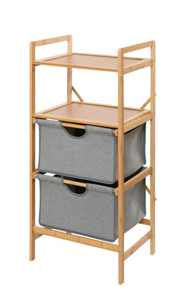 Wenko - Shelf Unit With 2 Drawers - Bahari Range - Bamboo - 34X44X96Cm