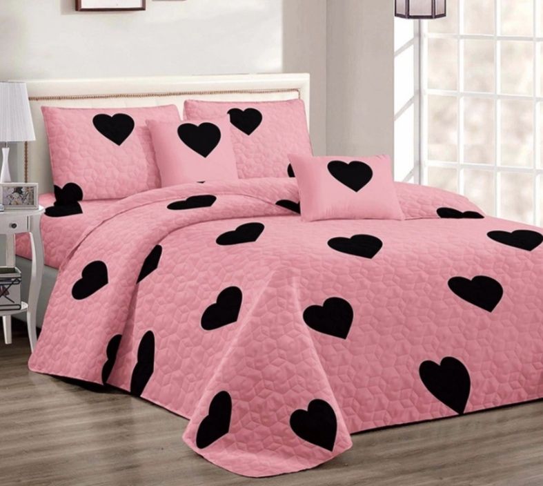 5 Piece Quilt Set Pink Black Heart Bedspread Set Shop Today. Get it