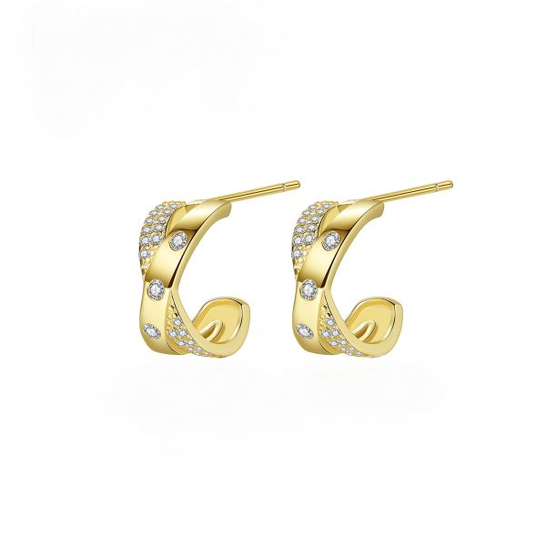 Gold Crystal Cuff Earrings for Women