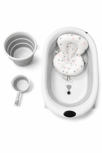 4-in-1 Newborn/Toddler Folding Bathtub Set