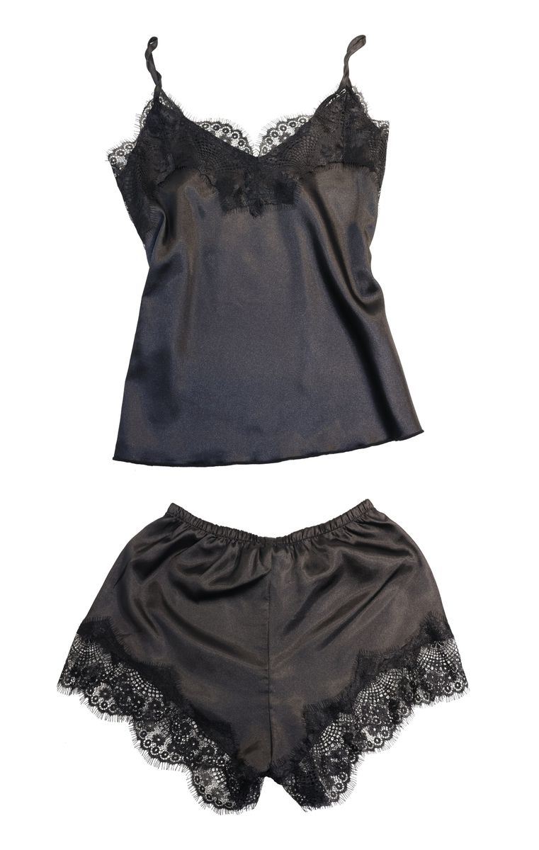 Women Sexy Satin Lace Silky Cami and Short Pajamas Lingerie Set ...
