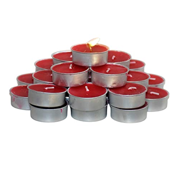 Unscented Tea Light Candles Set of 50 - Red