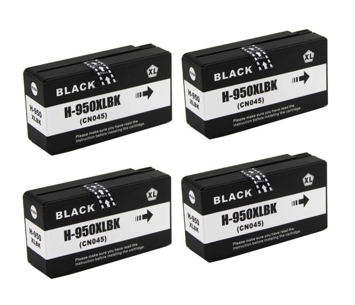 HP 950XL / 950 Black Ink Cartridges x 4 - Compatible