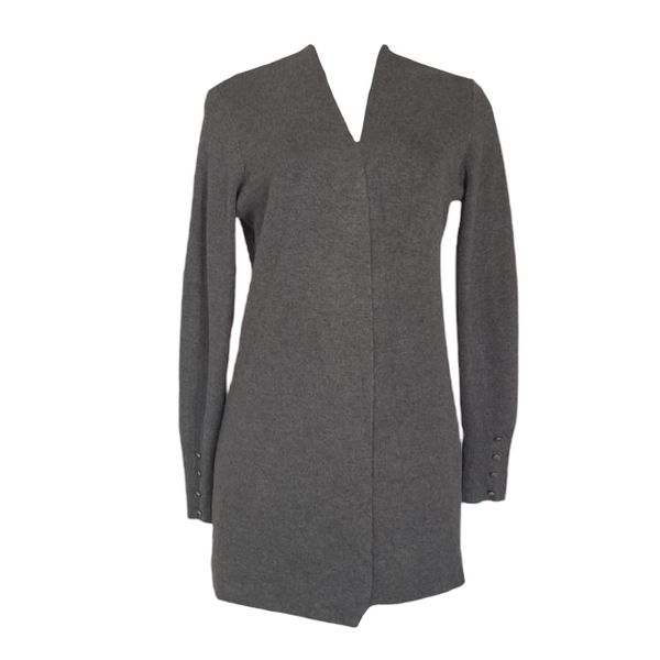 Ladies Grey Button Sleeve Cardigan