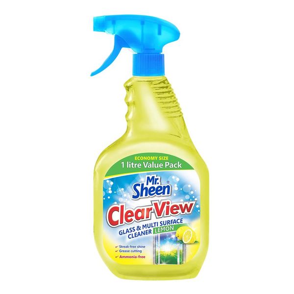 Mr Sheen Clear View Glass And Multi Surface Cleaner Lemone 1L - 4 Pack