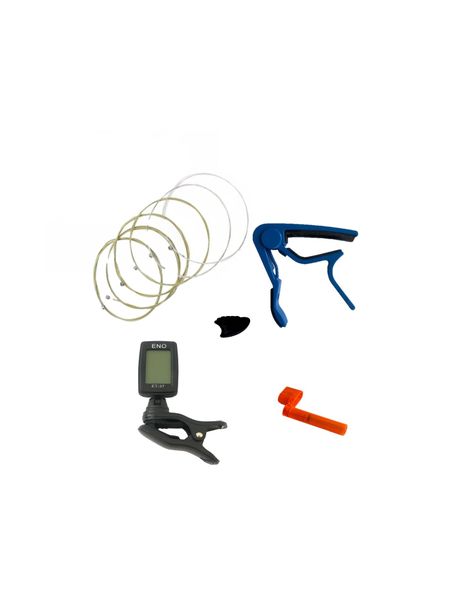 Guitar Strings Refresh Pack With Capo Tuner Plectrum Strings and Winder