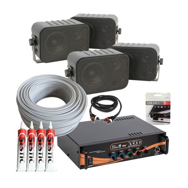 Coffee Shop &amp; Small Restaurant Sound System with 4 x White wall speakers