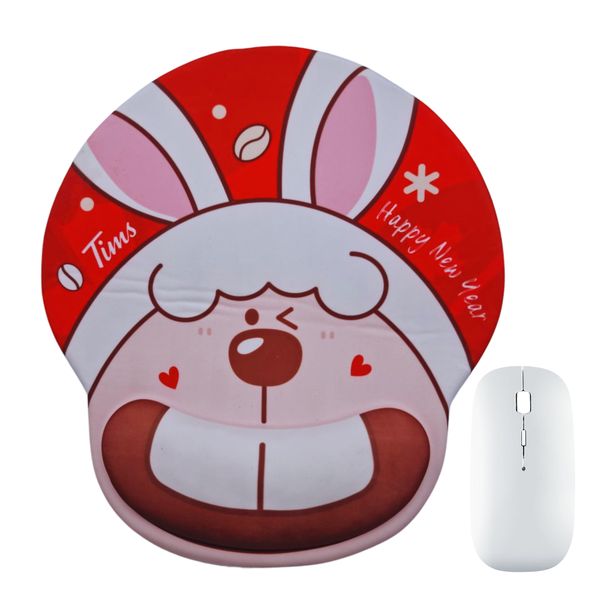 LD Ergonomic Happy Bunny Mouse pad and Wireless Mouse