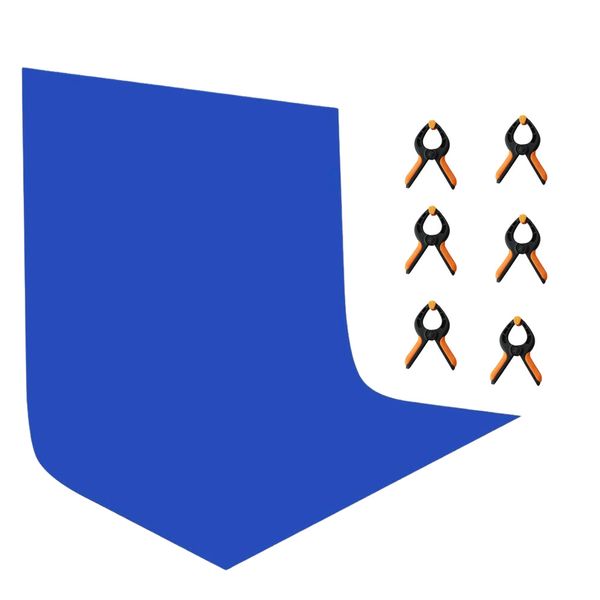 3M X 2M Blue Chromakey Background Cloth With 6 Spring Clamps