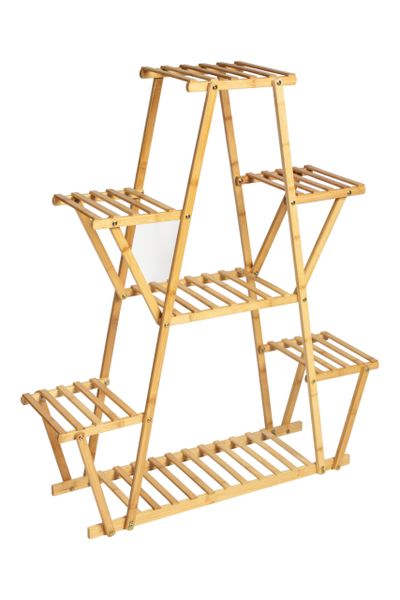 PPS-004-M-NC, Medium, ECO Bamboo-Wood Plant Pot Stand-Nature Color