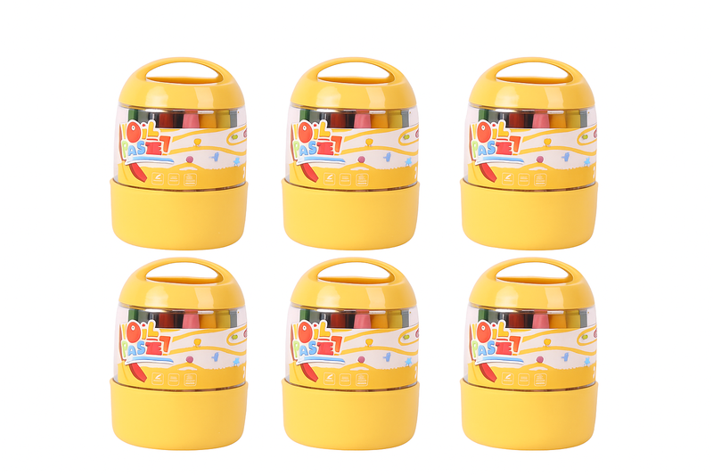 24-Color Oil Pastel Set - Portable Yellow Storage Tin 6 x Tins