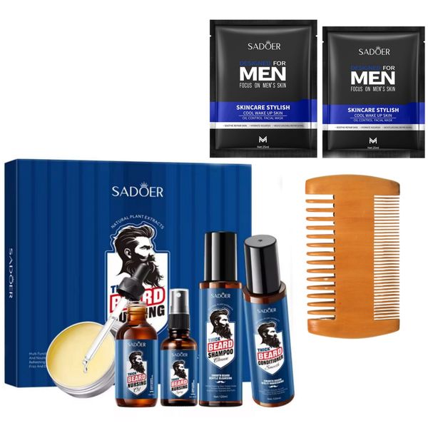Sadoer Ultimate Men's Grooming &amp; Beard Care Set - 8-in-1 Pro Kit