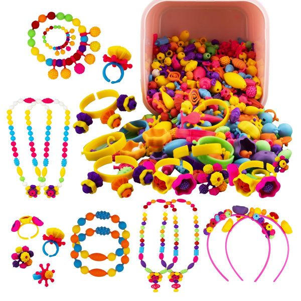 Hurriaj 700pcs Multi-Color Pop Beads Jewelry Making Set for Kids